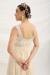 Mirroir_Beige Chiffon Embellished Maxi Dress Set _Online_at_Aza_Fashions