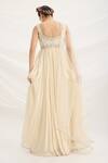 Shop_Mirroir_Beige Chiffon Embellished Maxi Dress Set _at_Aza_Fashions