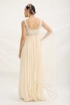 Buy_Mirroir_Beige Chiffon Embellished Maxi Dress Set 