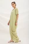 Mirroir_Pista Green Draped Dress _Online_at_Aza_Fashions