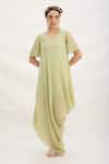 Buy_Mirroir_Pista Green Draped Dress _at_Aza_Fashions