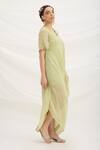 Buy_Mirroir_Pista Green Draped Dress _Online_at_Aza_Fashions