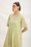Mirroir_Pista Green Draped Dress _at_Aza_Fashions