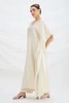 Buy_Mirroir_Beige Embroidered Kaftan And Pant Set _Online_at_Aza_Fashions