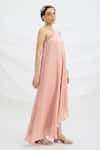 Shop_Mirroir_Peach Viscose, Crepe Embroidery One Shoulder Pink Draped Maxi Dress _Online_at_Aza_Fashions