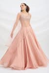Mirroir_Peach Embroidered Lehenga Set _Online_at_Aza_Fashions