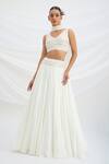 Buy_Mirroir_Ivory Viscose Crepe Classic Lehenga Set _at_Aza_Fashions