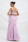 Shop_Mirroir_Lilac Viscose, Net Sequins, Beads Round Neck Purple Designer Lehenga Saree _at_Aza_Fashions