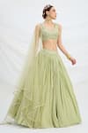 Mirroir_Pista Green Chiffon Lehenga Set _at_Aza_Fashions