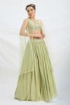 Buy_Mirroir_Pista Green Chiffon Lehenga Set 