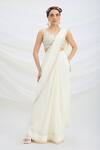 Buy_Mirroir_Designer Off White Pre-draped Saree Set _at_Aza_Fashions
