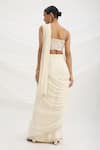 Shop_Mirroir_Beige Linen, Chiffon Sequins, Embroidery Square Neck Pre-draped Saree Set _at_Aza_Fashions