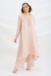 Shop_Mirroir_Light Pink Semi Satin Kurta Pant Set _Online_at_Aza_Fashions
