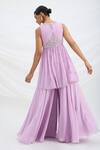 Shop_Mirroir_Lilac Viscose, Organza, Crepe, Net Purple Kurta Set With Dupatta And Sharara _at_Aza_Fashions