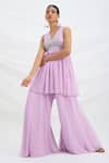 Buy_Mirroir_Lilac Viscose, Organza, Crepe, Net Purple Kurta Set With Dupatta And Sharara _Online_at_Aza_Fashions