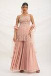 Buy_Mirroir_Peach Pink Embroidered Kurta Set _at_Aza_Fashions