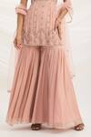 Mirroir_Peach Pink Embroidered Kurta Set _at_Aza_Fashions