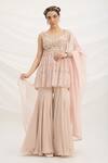 Buy_Mirroir_Light Pink Embroidered Kurta Sharara Set _at_Aza_Fashions