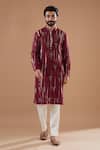 Buy_Ritambh By Rishi & Sachin_Maroon Silk Modal Designer Kurta Set _at_Aza_Fashions