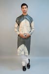 Buy_Ritambh By Rishi & Sachin_Green Tie-dye Silk Modal Kurta _at_Aza_Fashions