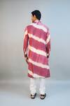Shop_Ritambh By Rishi & Sachin_Wine Striped Silk Modal Kurta _at_Aza_Fashions