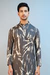 Buy_Ritambh By Rishi & Sachin_Gray Silk, Modal Dark Grey Designer Kurta Set _Online_at_Aza_Fashions
