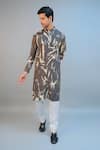 Buy_Ritambh By Rishi & Sachin_Gray Silk, Modal Dark Grey Designer Kurta Set _at_Aza_Fashions