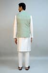 Shop_Ritambh By Rishi & Sachin_Green Cotton Sequins Lurex Nehru Jacket _at_Aza_Fashions