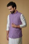 Ritambh By Rishi & Sachin_Purple Cotton Designer Nehru Jacket _at_Aza_Fashions
