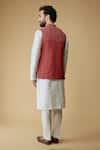 Shop_Ritambh By Rishi & Sachin_Red Cotton Embroidery Designer Nehru Jacket _at_Aza_Fashions