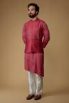 Buy_Ritambh By Rishi & Sachin_Pink Silk Bundi And Kurta Set _at_Aza_Fashions