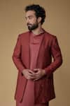 Shop_Ritambh By Rishi & Sachin_Plain Red Silk Kurta Set _at_Aza_Fashions