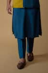 Ritambh By Rishi & Sachin_Blue Silk Embroidery Nehru Jacket Set _Online_at_Aza_Fashions