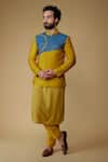 Buy_Ritambh By Rishi & Sachin_Yellow Silk Embroidery Kurta Set With Jacket _at_Aza_Fashions