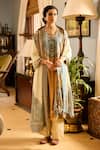 Buy_Saundh_Cream Muslin, Cotton Satin, Viscose Embroidery Printed Kurta Set With Dupatta _at_Aza_Fashions