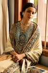 Saundh_Cream Muslin, Cotton Satin, Viscose Embroidery Printed Kurta Set With Dupatta _at_Aza_Fashions