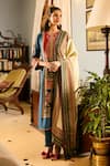 Buy_Saundh_Blue Muslin, Cotton Satin, Chiffon Embroidery Round Neck Printed Kurta Set _at_Aza_Fashions