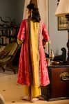 Shop_Saundh_Pink Muslin, Cotton Satin, Viscose Round Neck Printed Kurta Set  _at_Aza_Fashions