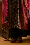 Saundh_Brown Muslin, Cotton Satin, Chiffon, Viscose Tassels Floral Printed Kurta Set  _Online_at_Aza_Fashions