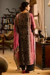 Shop_Saundh_Brown Muslin, Cotton Satin, Chiffon, Viscose Tassels Floral Printed Kurta Set  _at_Aza_Fashions