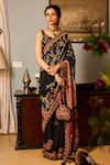 Buy_Saundh_Black Printed Muslin Silk Saree Set _at_Aza_Fashions
