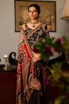 Saundh_Black Printed Muslin Silk Saree Set _Online_at_Aza_Fashions
