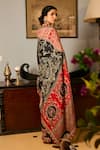 Shop_Saundh_Black Printed Muslin Silk Saree Set _at_Aza_Fashions