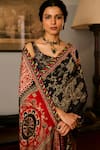 Buy_Saundh_Black Printed Muslin Silk Saree Set _Online_at_Aza_Fashions