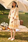 Saundh_Floral Embroidered Off White Dress _at_Aza_Fashions