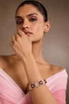 Tarun Tahiliani_Emerald Green Stones Melon Silver Bangle _Online_at_Aza_Fashions