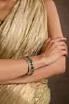 Buy_Tarun Tahiliani_Emerald Green Stones Melon Silver Bangle _Online_at_Aza_Fashions