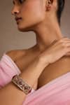 Buy_Tarun Tahiliani_Pink Stones, Rhinestones Ruby Melon Silver Bangle _Online_at_Aza_Fashions