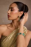 Buy_Tarun Tahiliani_Emerald Green Pearls Round Bangle _at_Aza_Fashions
