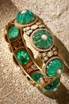 Shop_Tarun Tahiliani_Emerald Green Pearls Round Bangle _at_Aza_Fashions